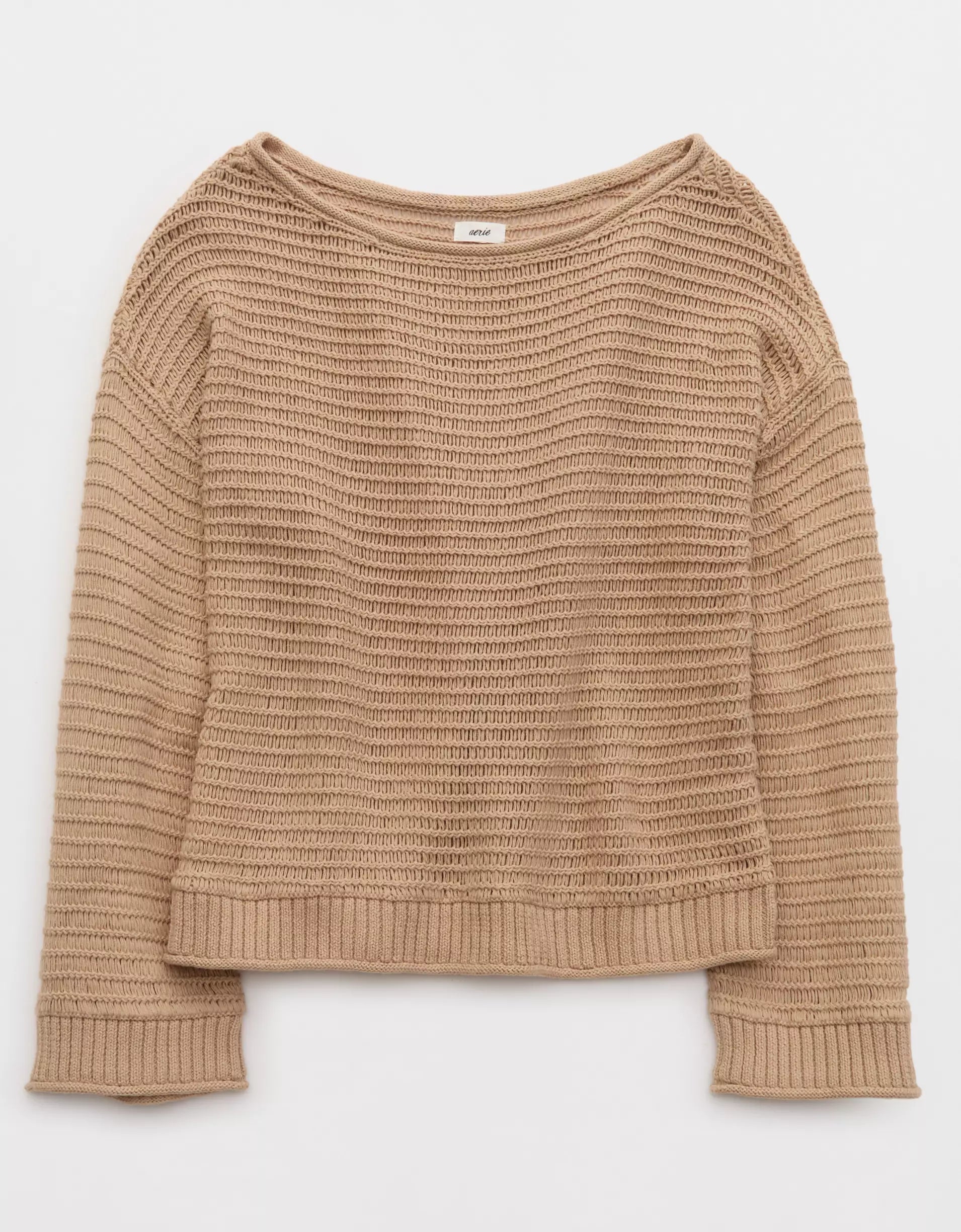 Sunkissed, texturierte Off-The-Shoulder-Sweater