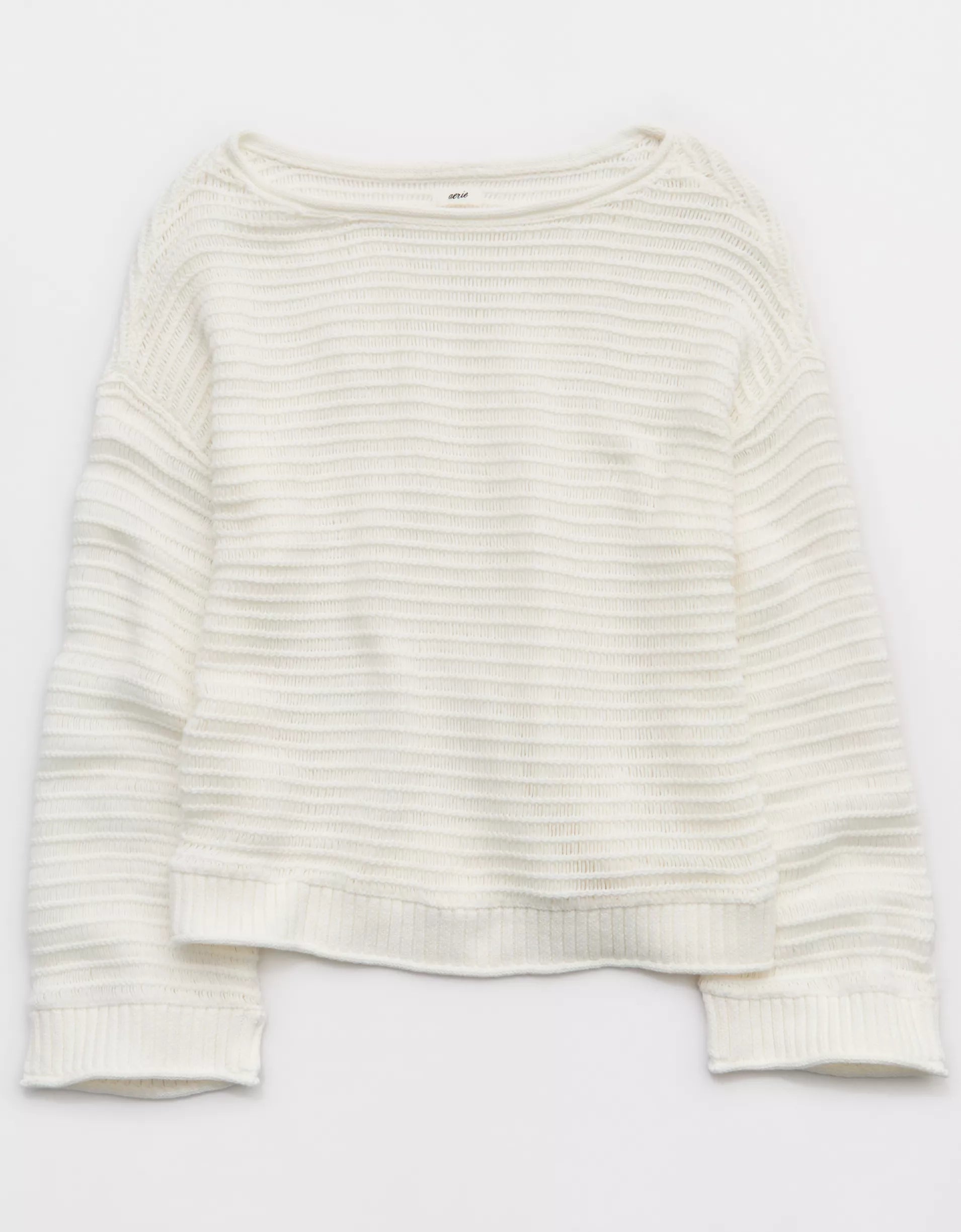 Sunkissed, texturierte Off-The-Shoulder-Sweater